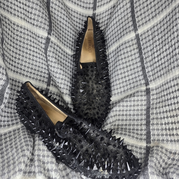FERUCCI Men Black Spike Slippers Loafers Flat with Crystal GZ Rhinestone Size 11 - Picture 1 of 7